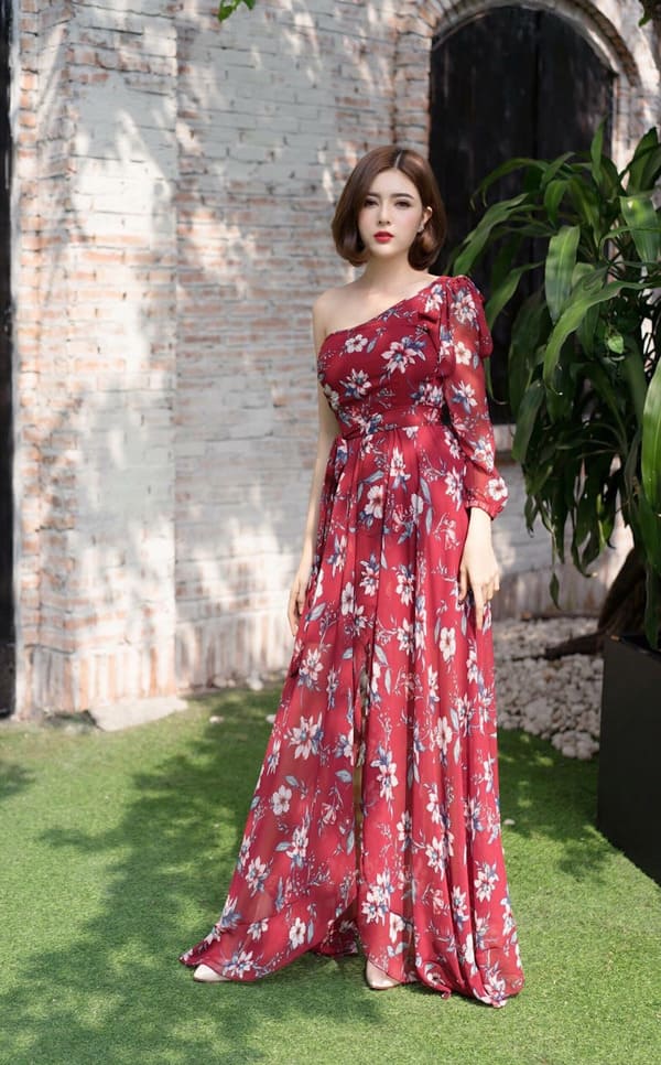 Váy dài maxi hoa nhí chân váy đuôi cá phong cách Hàn Quốc dễ thương   Shopee Việt Nam