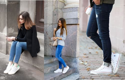 quần jean nữ mix giày sneaker