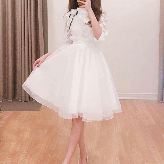 váy đầm trắng xòe công chúa
