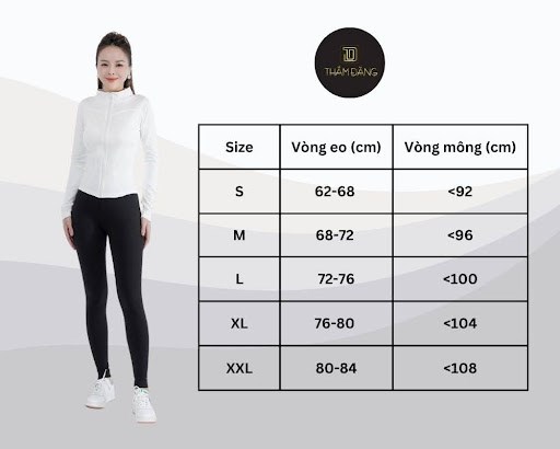 Cập nhật bảng size quần legging nữ chuẩn xác, đầy đủ và chi tiết giúp bạn dễ dàng chọn lựa kích thước phù hợp