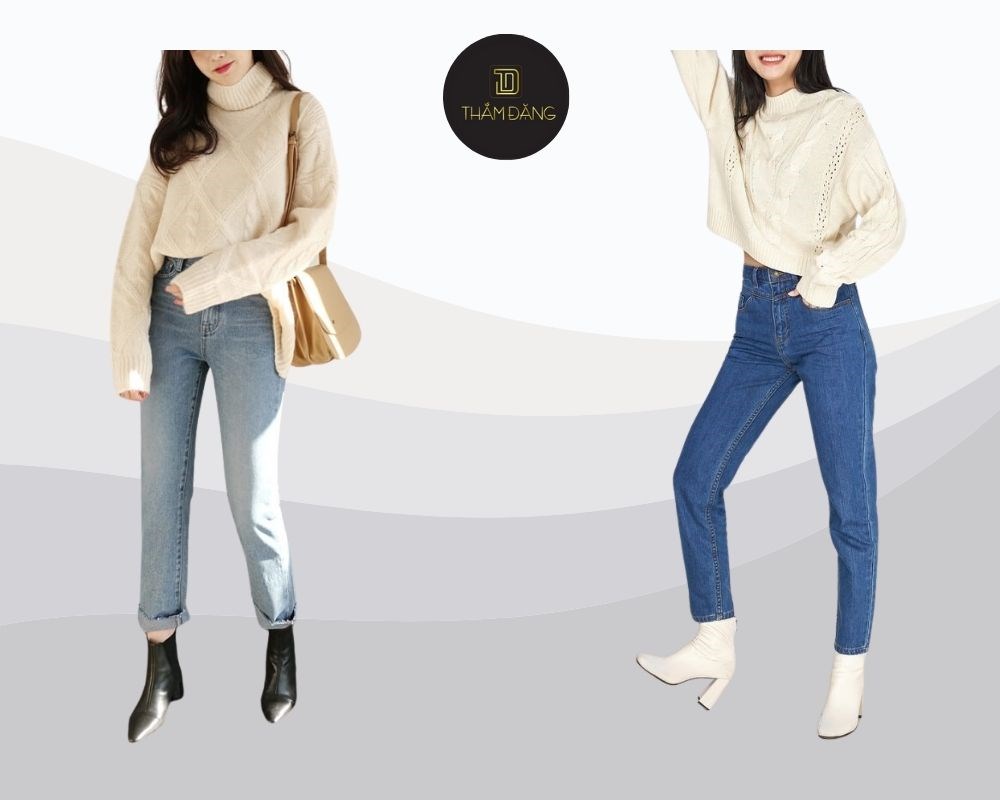 Áo len kết hợp với quần jeans mang đến vẻ đẹp ấm áp, dễ chịu nhưng vẫn đầy cá tính