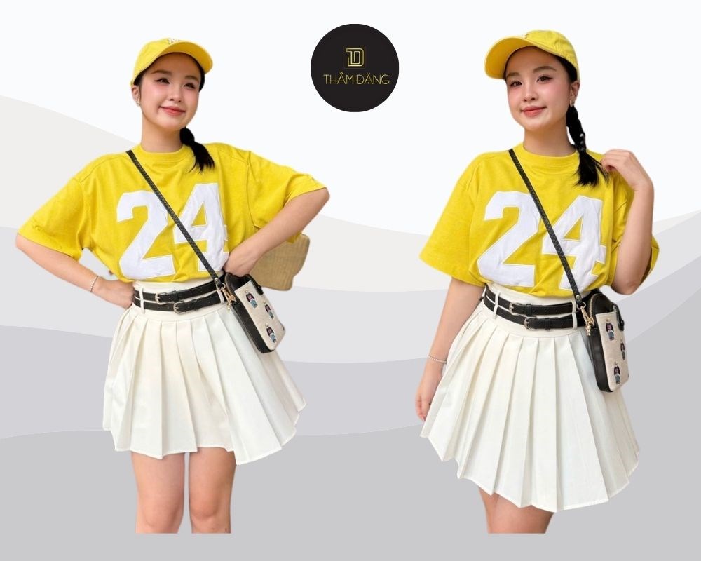 Chân váy tennis phối áo phông mang đến vẻ ngoài thêm phần năng động, trẻ trung mà vẫn đầy quyến rũ