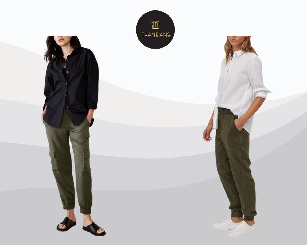 Thanh lịch và năng động với combo phối áo sơ mi form rộng nữ và jogger cá tính