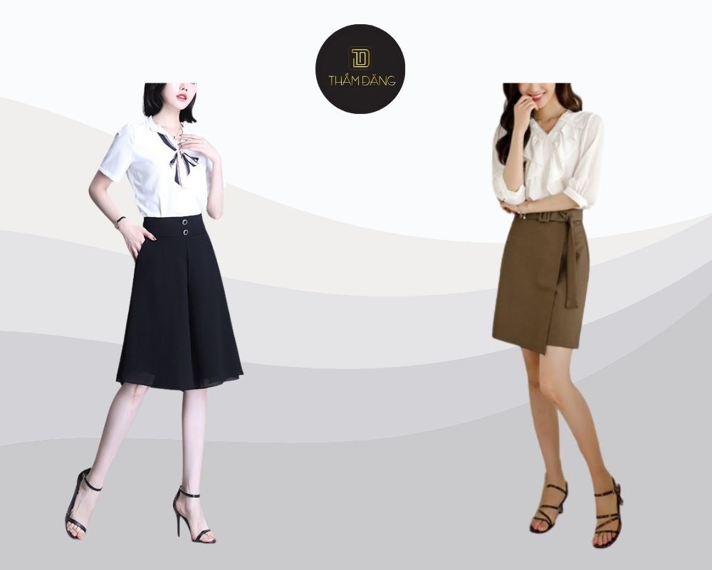 cách phối đồ với quần giả váy đi làm