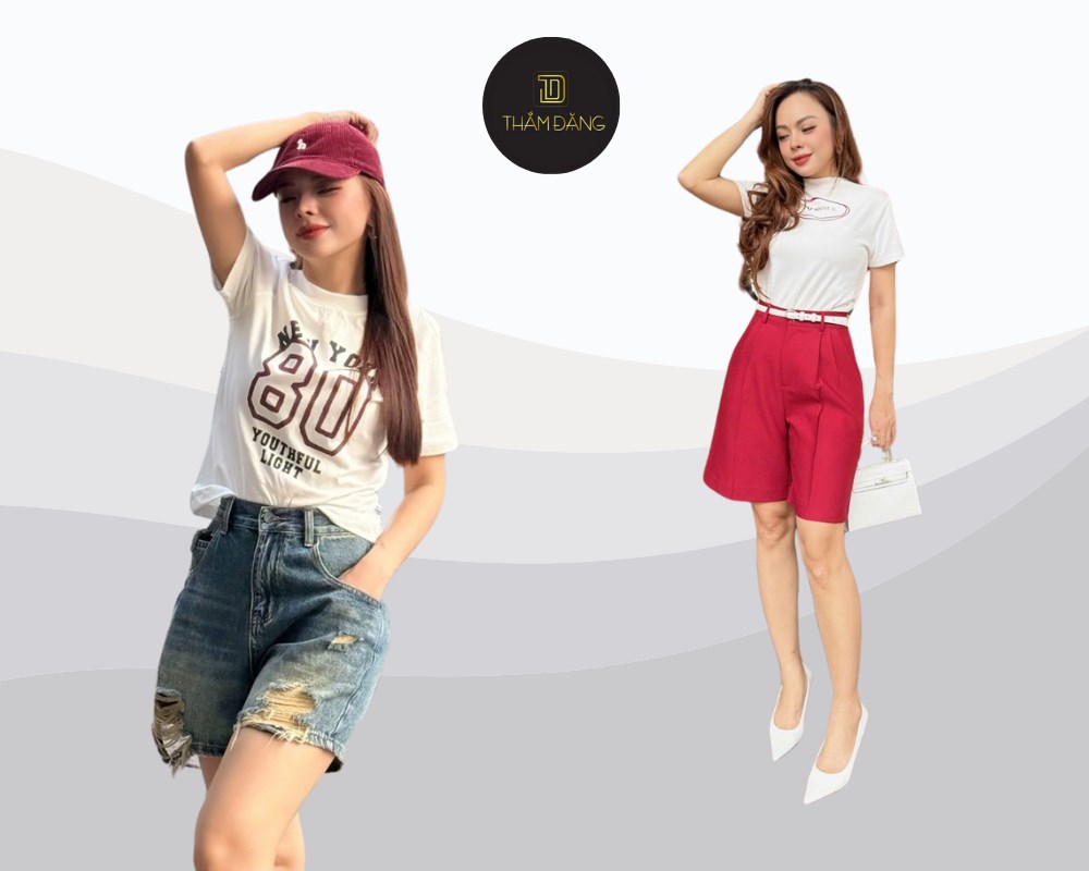 Kết hợp áo phông basic cùng quần ngố để tạo phong cách trẻ trung, năng động cho mọi hoạt động trong ngày