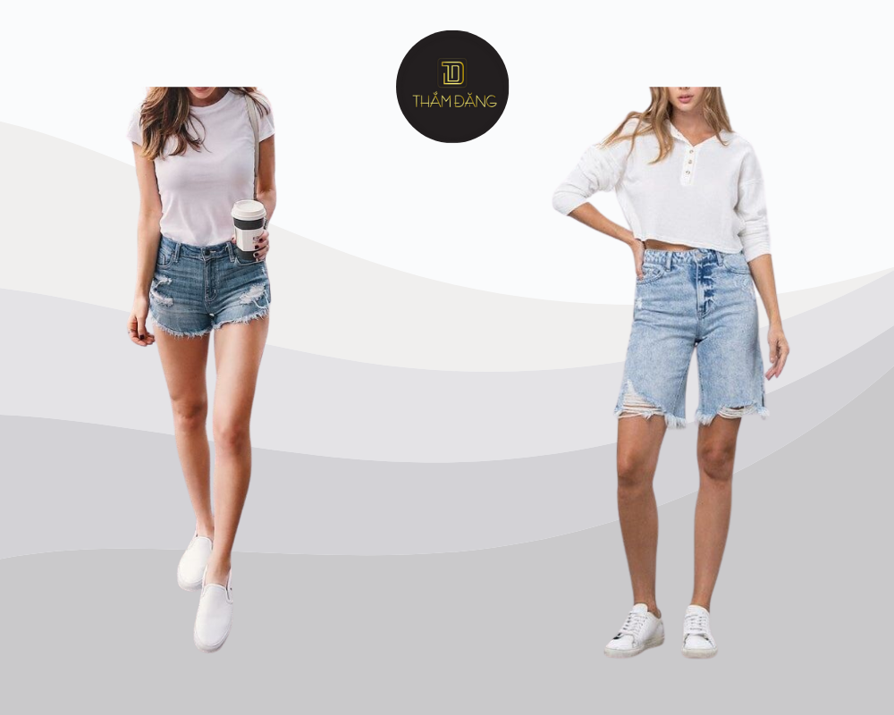 Cách phối đồ với quần ngố nữ, Item quần ngố jean rách tạo phong cách năng động cho người mặc