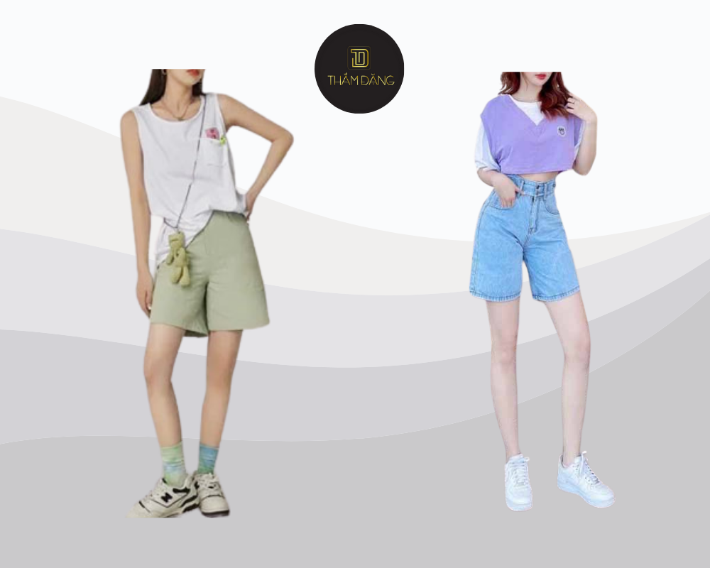 Chuyến đi biển hoàn hảo với quần ngố kết hợp cùng tanktop hoặc crop top – thoải mái và đầy sức sống