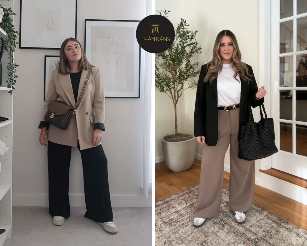 Blazer cùng quần ống rộng tạo phong cách công sở tự tin và chuyên nghiệp