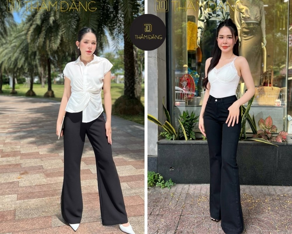Quần ống loe giúp che khuyết điểm và tôn dáng chân dài thon gọn