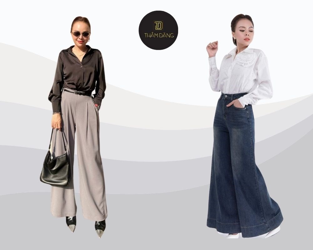 Nếu bạn thắc mắc lùn có nên mặc quần ống rộng, hãy thử với áo sơ mi dài tay để có câu trả lời