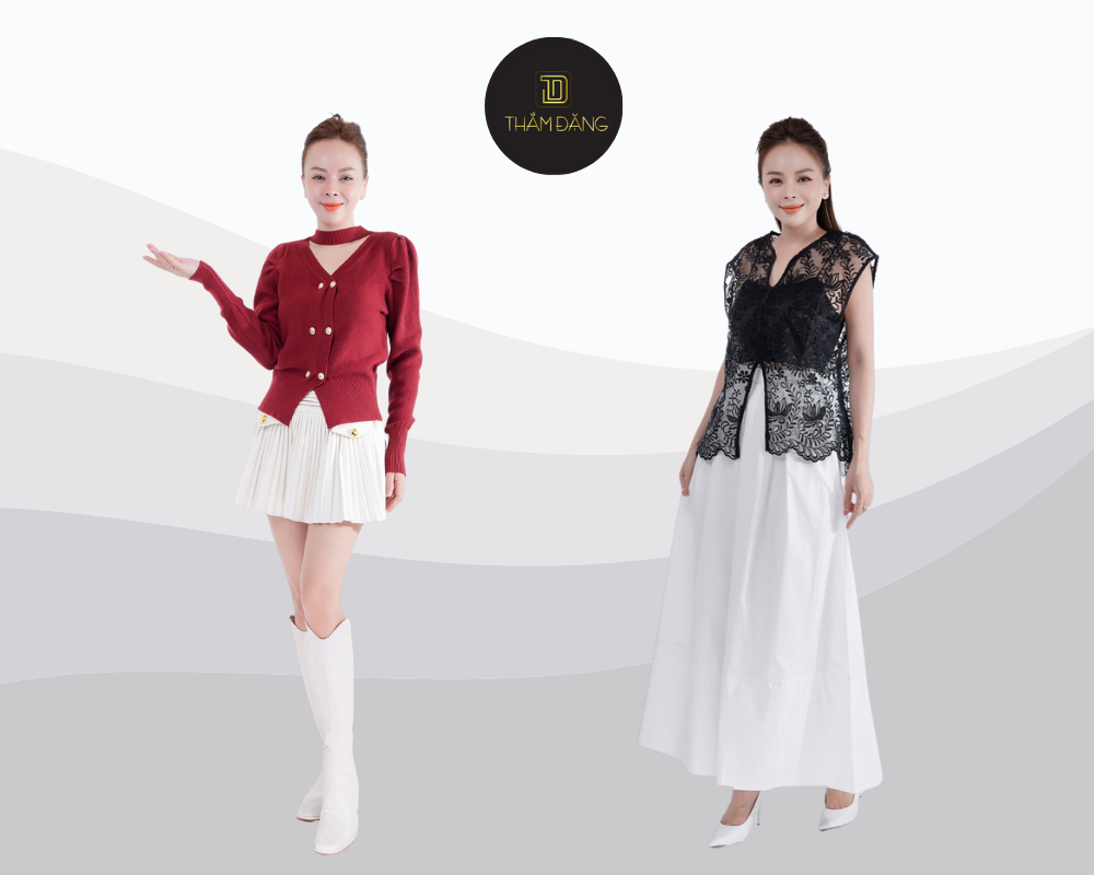cách phối màu trắng kết hợp chân váy