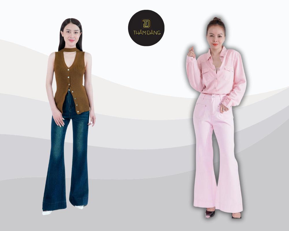Chân nhỏ có nên mặc quần ống loe? Quần ống loe giúp tạo chiều rộng và dáng vẻ đầy đặn cho người gầy, chân nhỏ