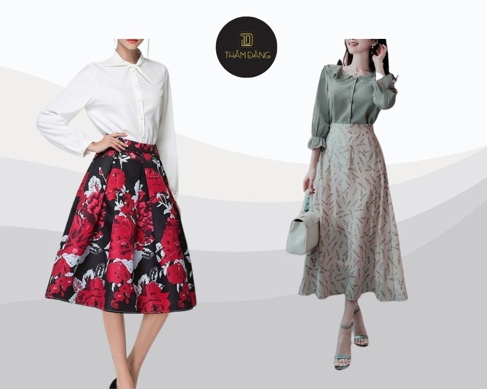 Diện áo blouse cổ bèo kết hợp với chân váy hoa, bạn sẽ tỏa sáng với phong cách nữ tính, ngọt ngào và lãng mạn
