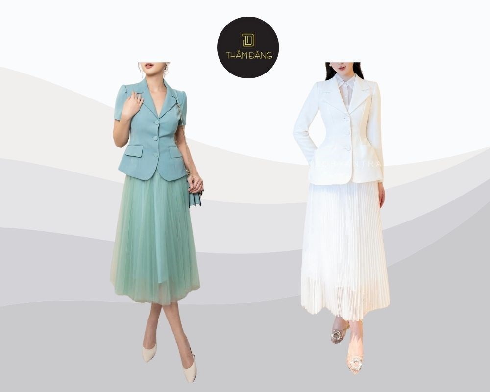 Áo vest kết hợp cùng chân váy xòe là lựa chọn hoàn hảo cho môi trường công sở, mang đến vẻ ngoài chuyên nghiệp