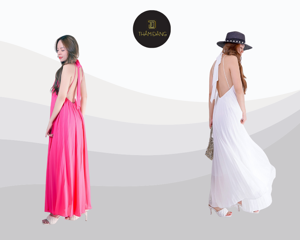 Váy maxi hở lưng nhẹ bay trong gió biển Phú Quốc mang đến vẻ đẹp quyến rũ, tinh tế và hòa quyện cùng thiên nhiên