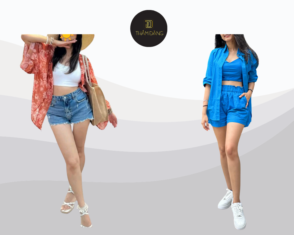 Croptop phối short trẻ trung tôn dáng, hoàn hảo cho những ngày nắng biển Phú Quốc