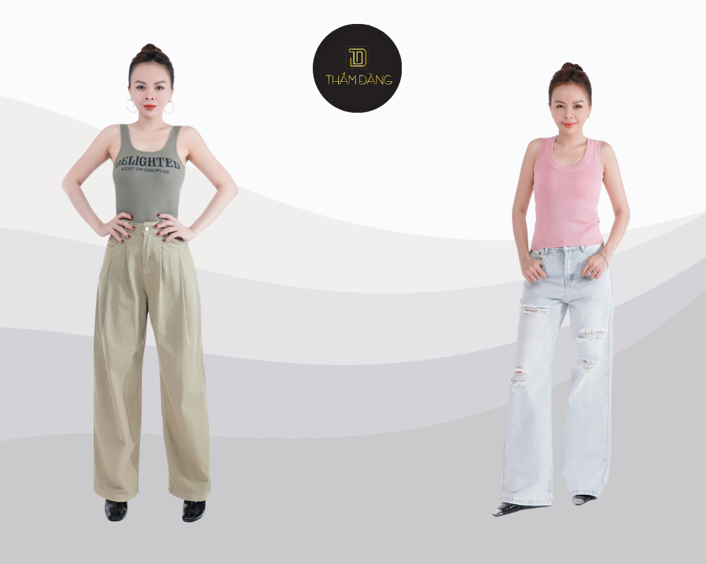 Combo áo ba lỗ và quần jean co giãn là lựa chọn hoàn hảo cho hành trình khám phá năng động dưới nắng hè miền núi