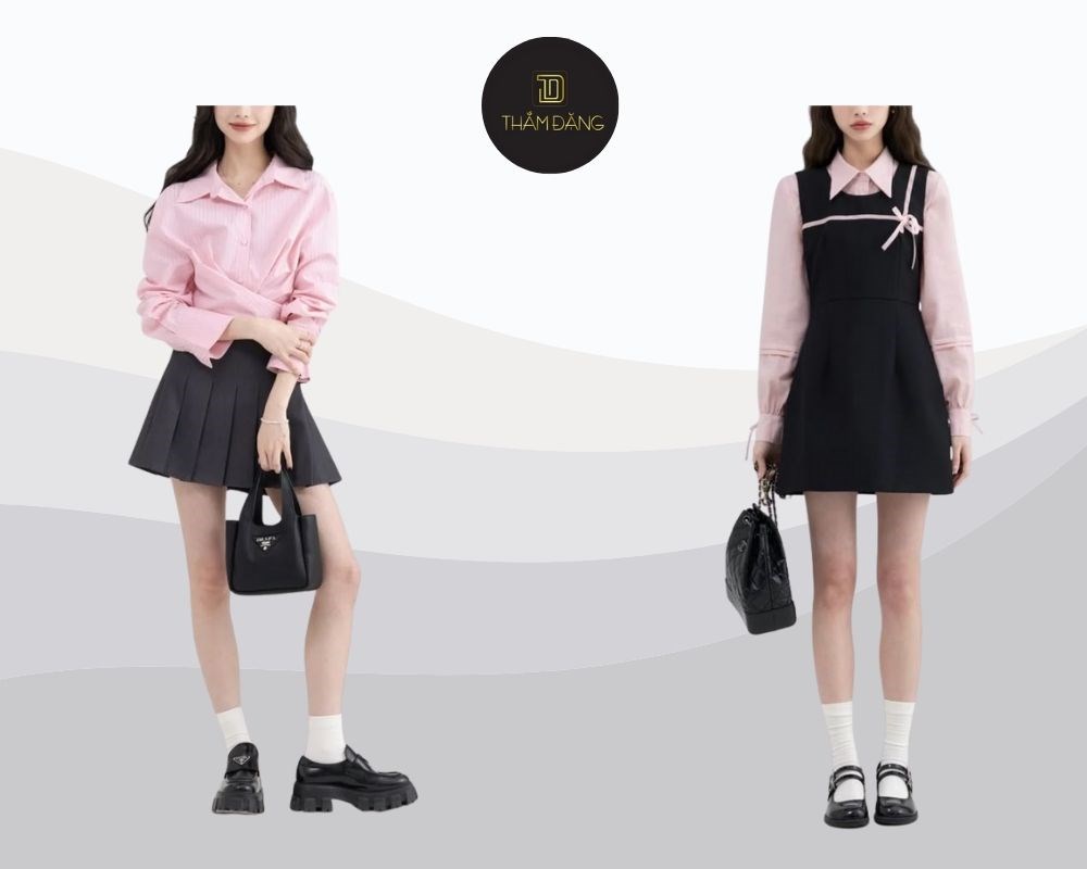 hồng pastel phối với màu đen