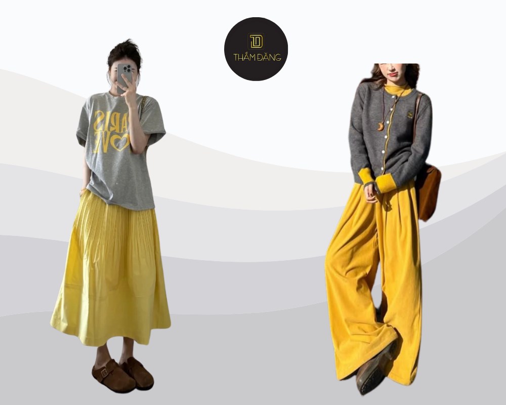màu vàng phối với màu gì đẹp hiện đại