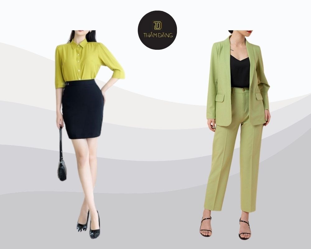 Tạo sự cá tính và sang trọng khi kết hợp màu xanh bơ với những món đồ đen cá tính và xinh đẹp cho những buổi cafe cùng bạn bè