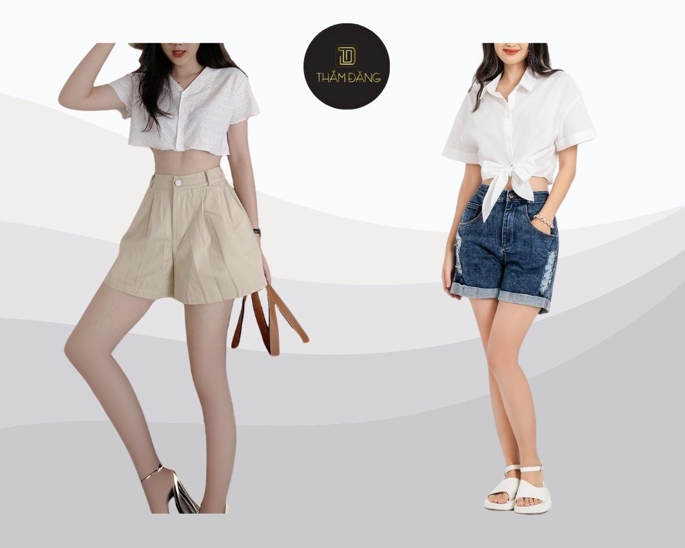 Quần short ôm lưng cao kết hợp với áo croptop thời trang