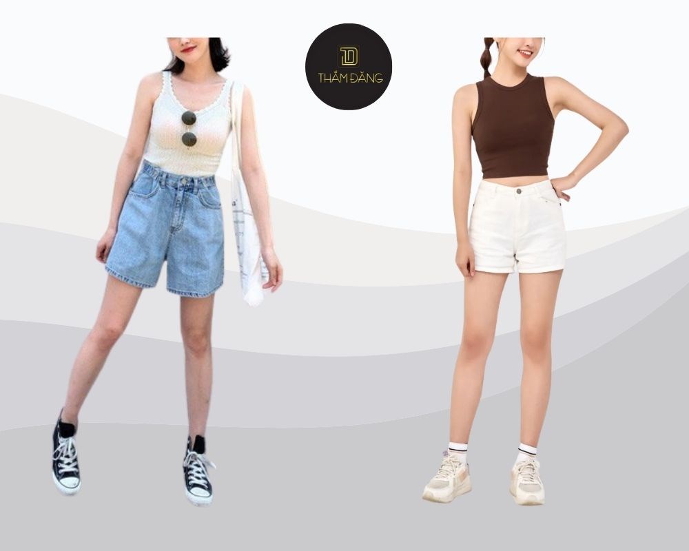 Quần short thun cạp cao mix cùng áo ba lỗ thoải mái