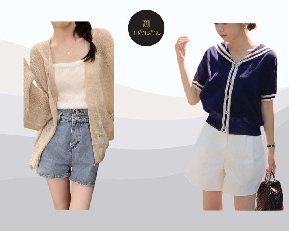 Kết hợp cardigan với quần short cạp cao siêu hack dáng, nhẹ nhàng