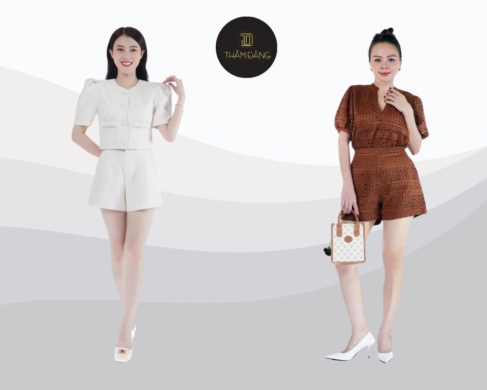 Áo kiểu mix với quần short cạp cao siêu xinh, đẹp mắt