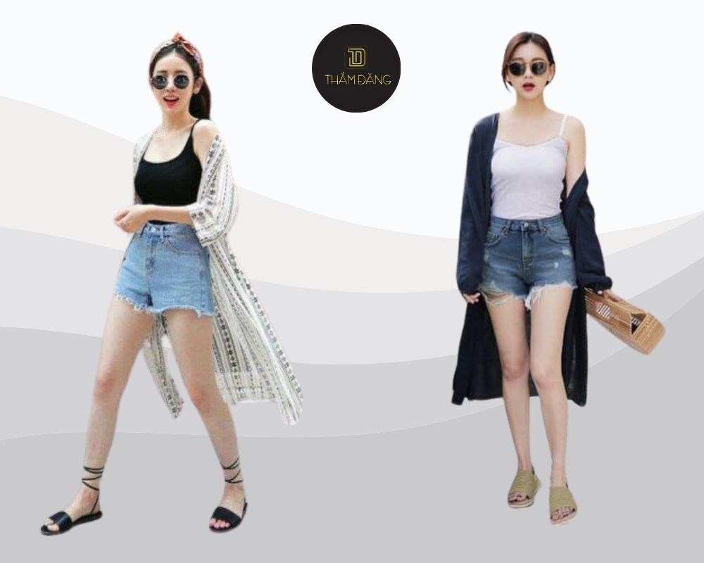 Mix áo hai dây với quần short cạp cao cực xinh