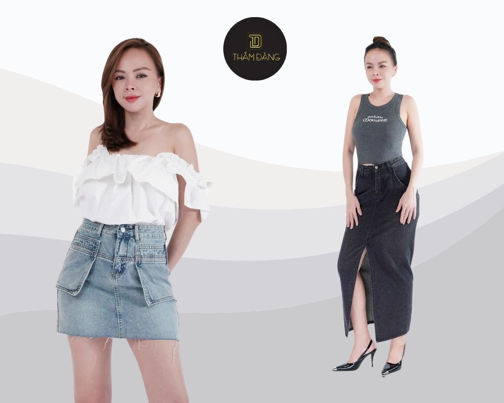 Khi phối chân váy jean đi đám cưới, hãy chọn kiểu dáng và phụ kiện phù hợp để giữ được sự trang trọng và cá tính
