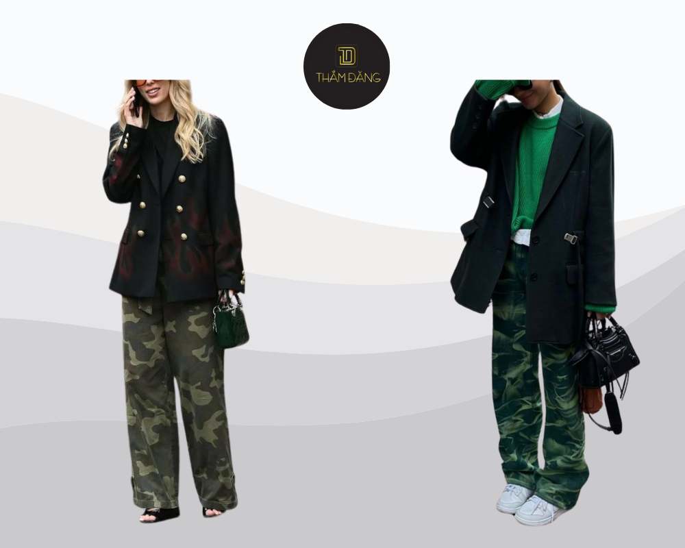 Outfit mùa đông cá tính với quần rằn ri phối đồ với áo dạ thanh lịch trẻ trung