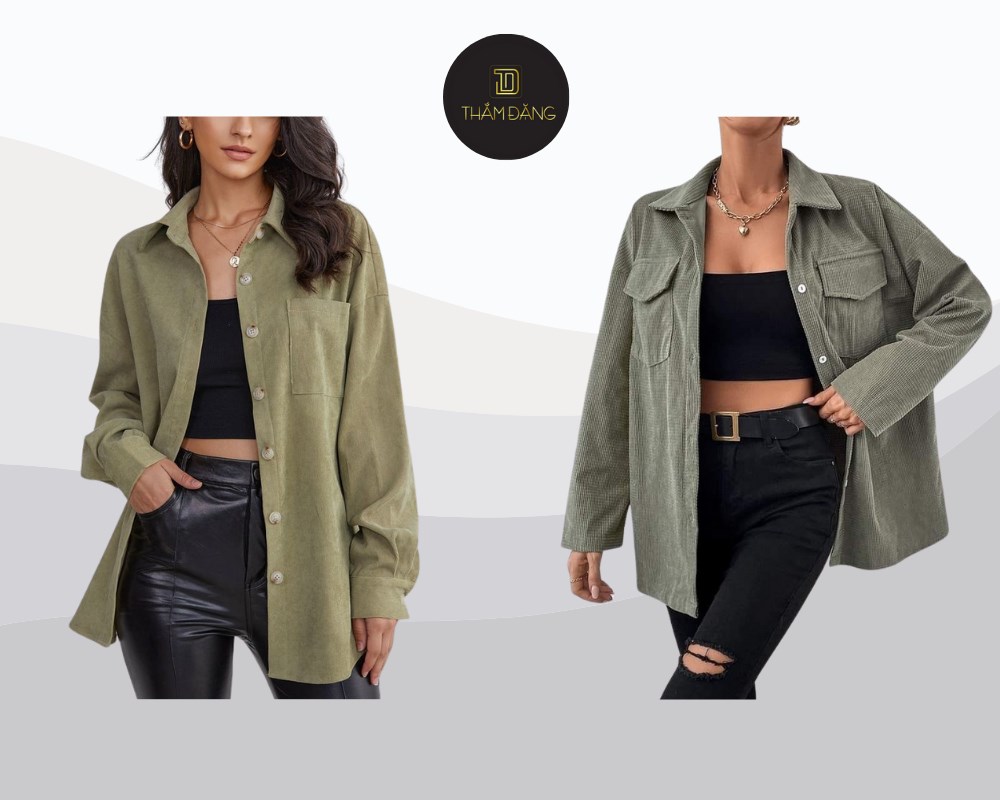 Phối áo sơ mi nữ nhung tăm phối áo ống và sandal cao gót tạo style sang trọng cá tính