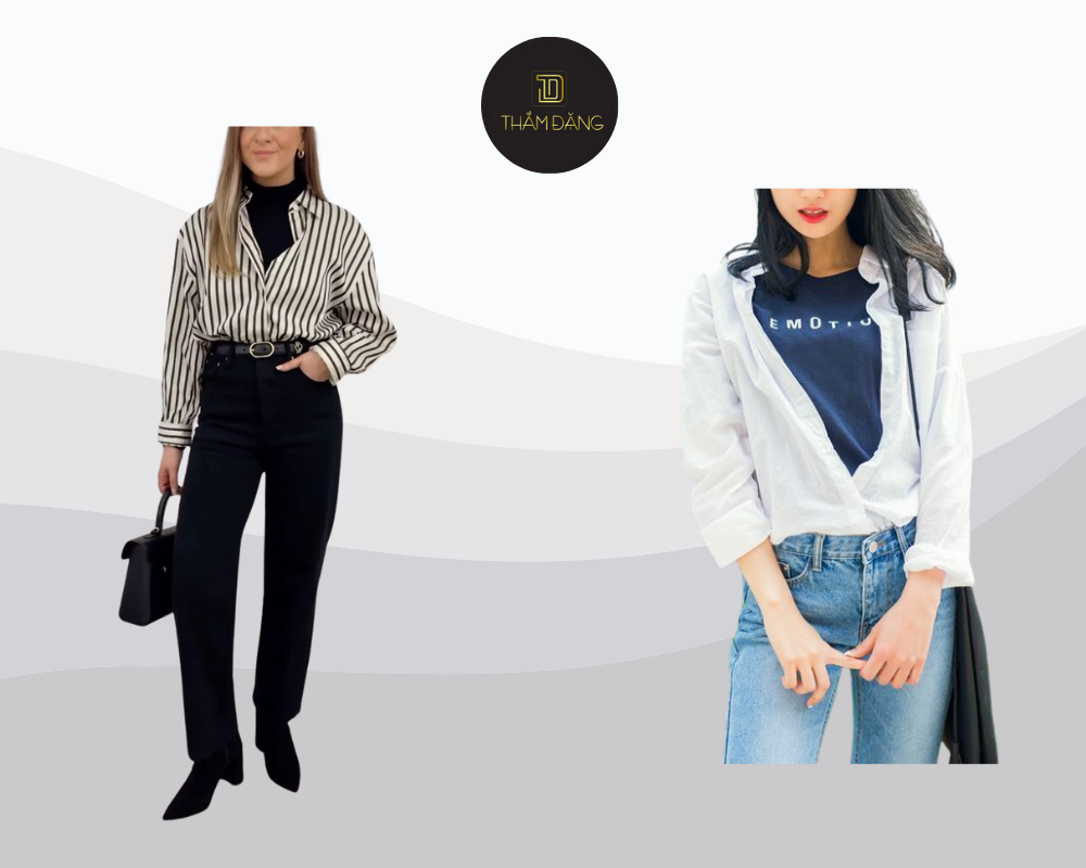 Cách phối hợp áo sơ mi và áo thun sơ vin tạo phong cách layer thanh lịch chỉn chu
