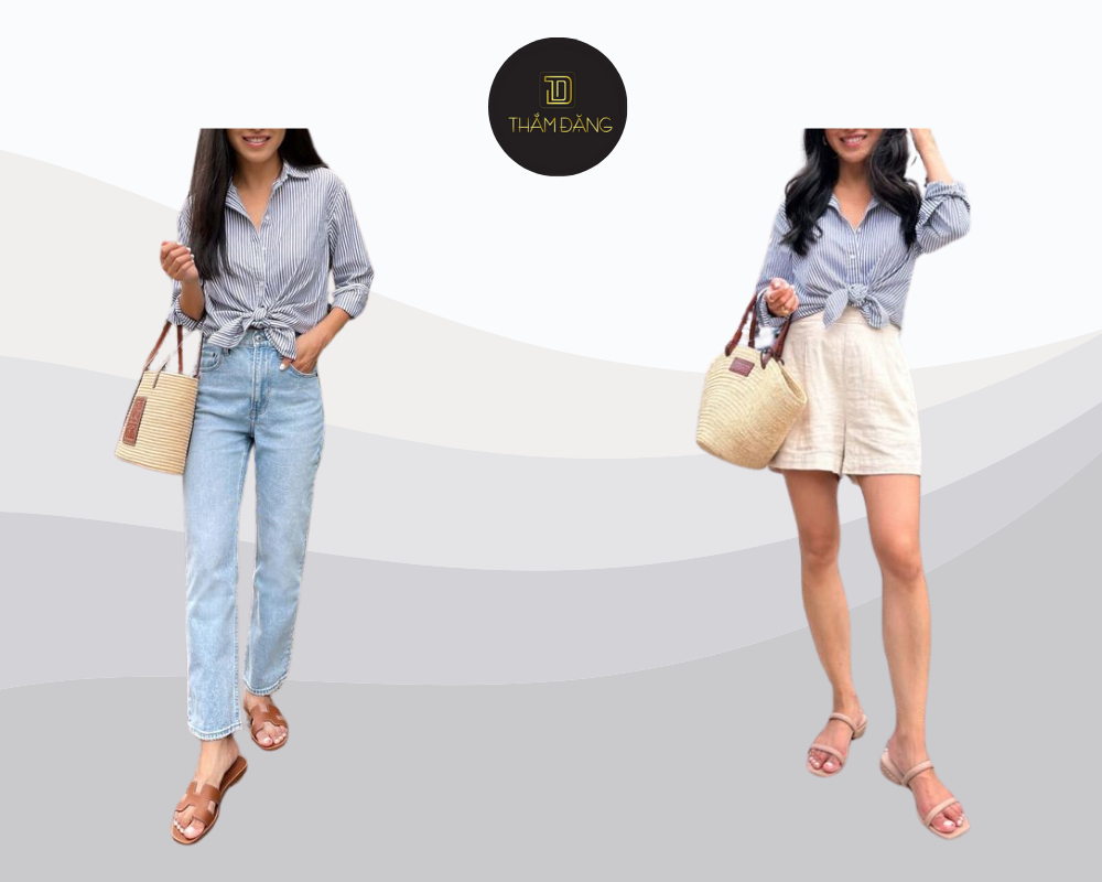Phối đồ với áo sơ mi nữ? Phối quần jean tạo vẻ trẻ trung năng động và cá tính.