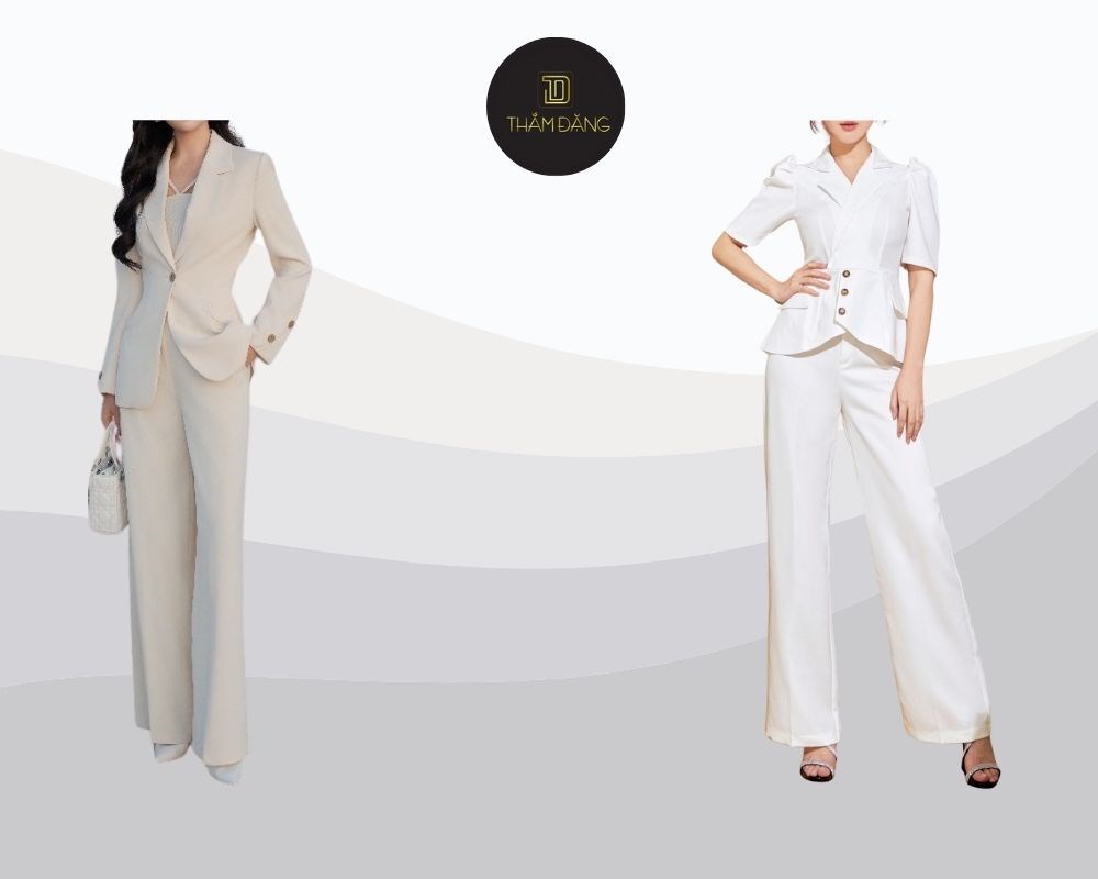 phối đồ với quần ống rộng trắng đi dự event