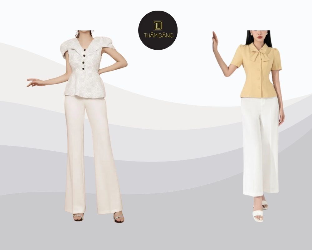 phối đồ với quần ống rộng trắng cho dự tiệc