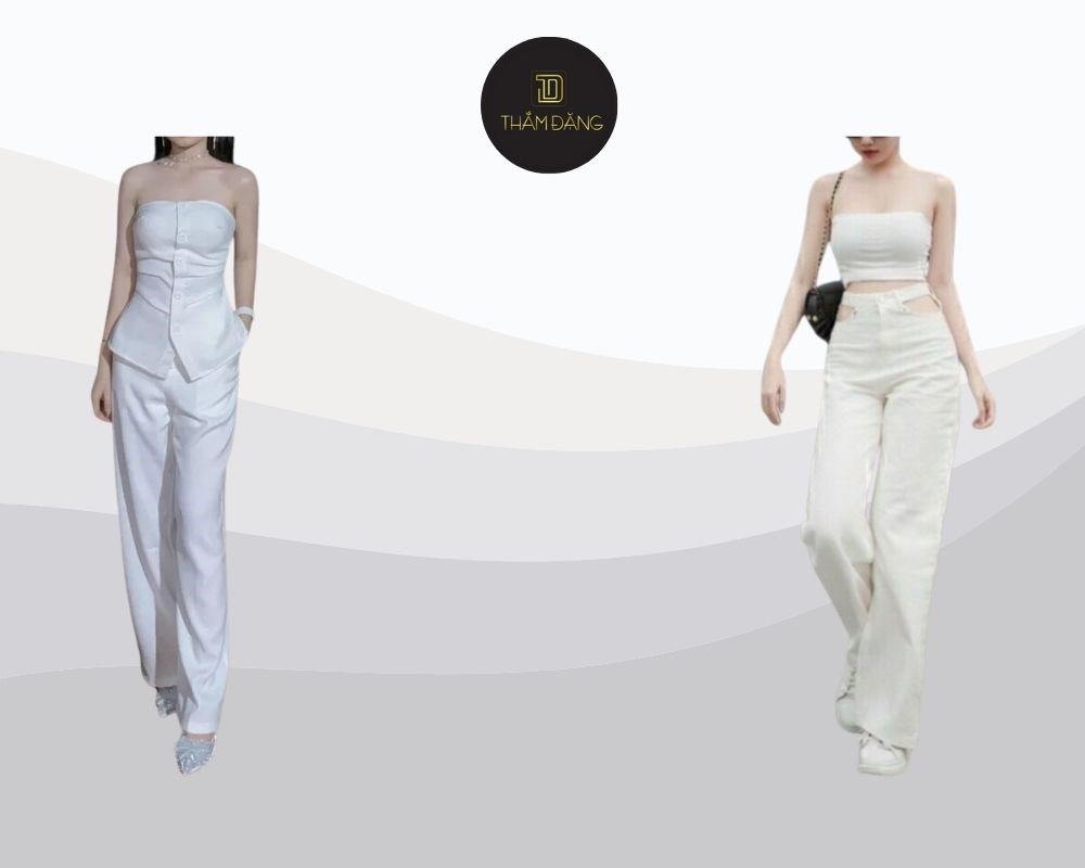 phối đồ với quần ống rộng trắng cho mùa hè