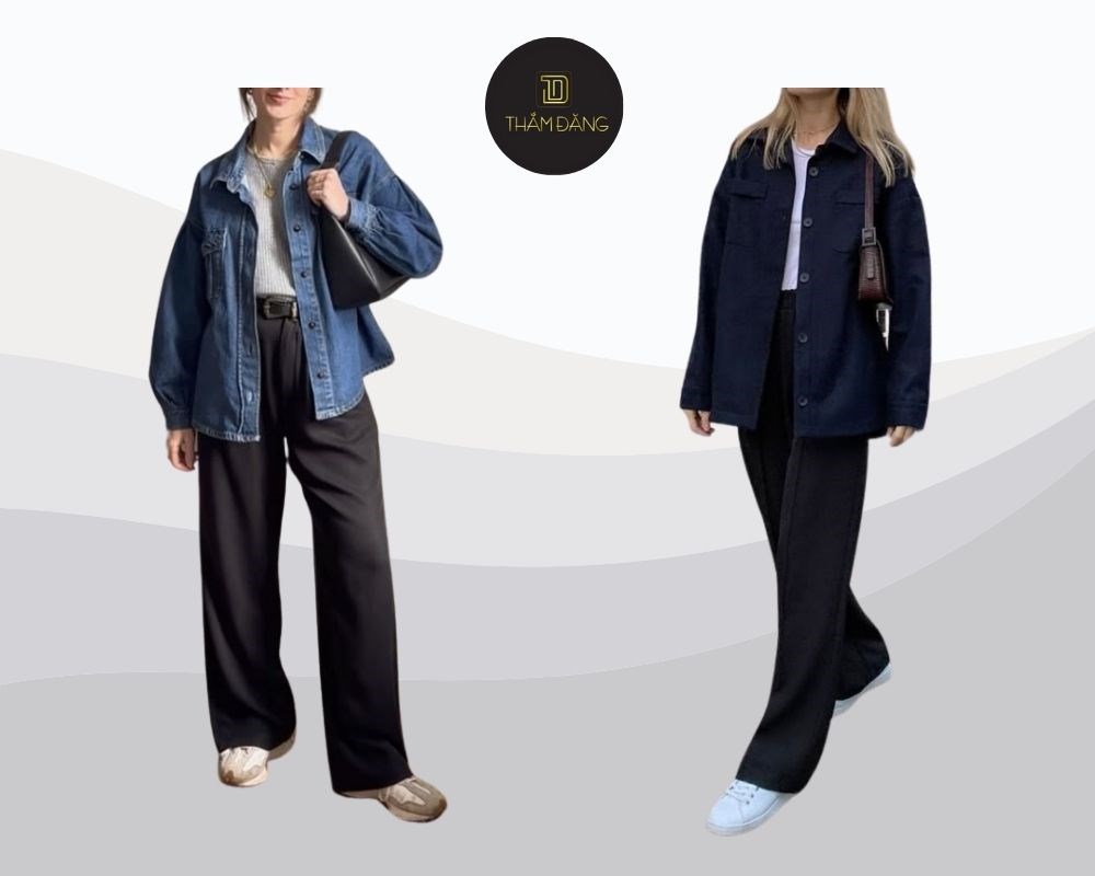 Cá tính và năng động, áo khoác denim kết hợp quần ống suông mang đến phong cách đường phố không thể chối từ