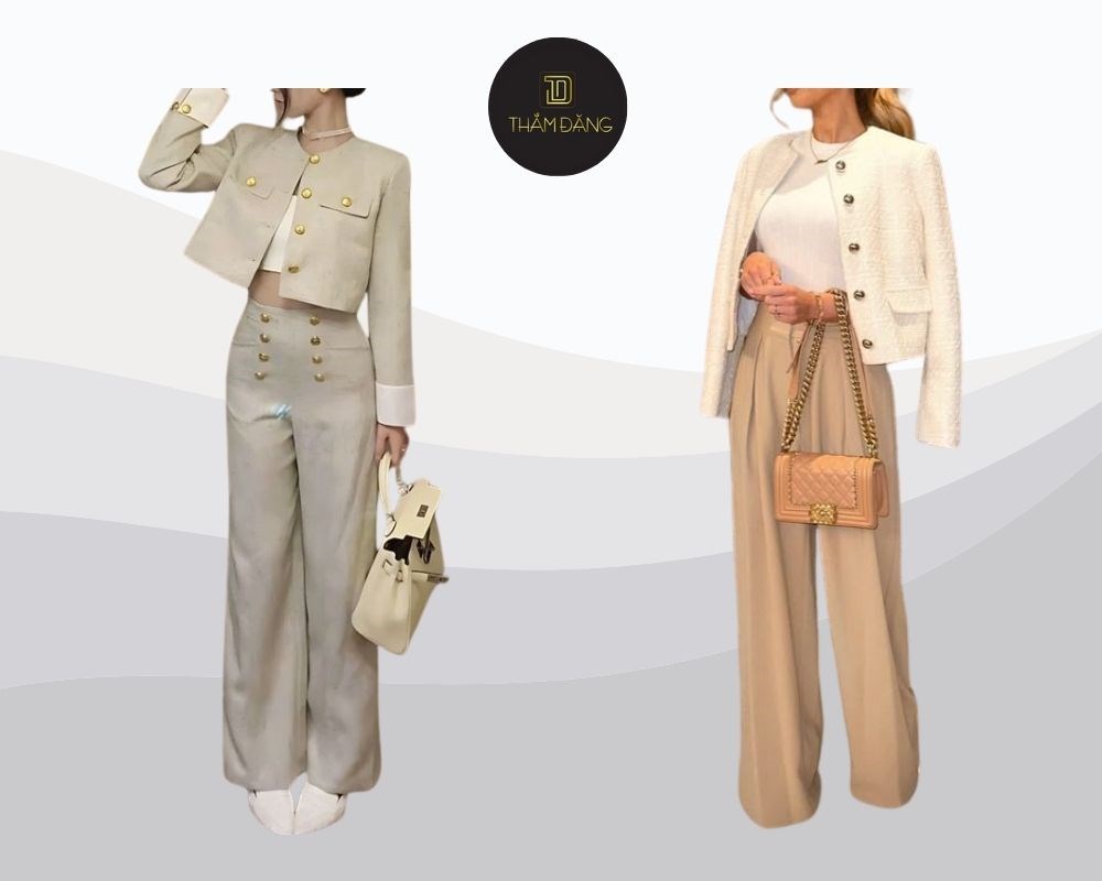 Kết hợp áo dạ hội lấp lánh với quần ống suông, bạn sẽ trở thành tâm điểm của mọi sự kiện, vừa sang trọng lại vô cùng phá cách