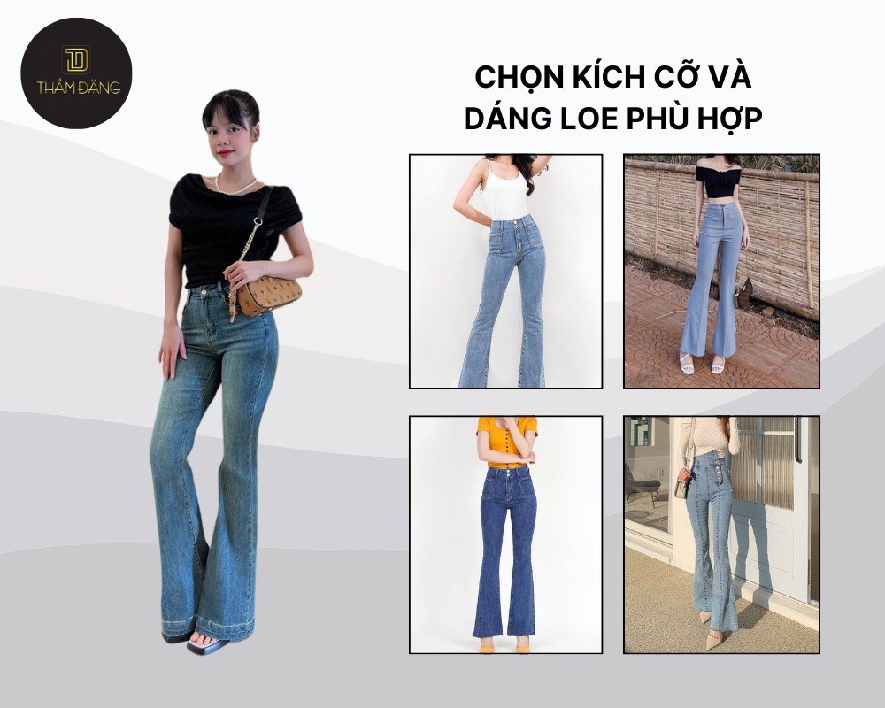 Chọn kích cỡ quần và dáng ống loe phù hợp với dáng người giúp bạn trông cân đối hơn