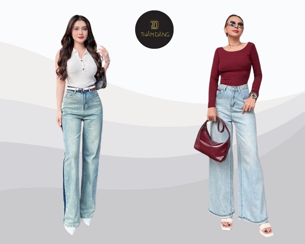Quần jean ống rộng rất đa năng, dễ dàng phối hợp với nhiều phong cách khác nhau, từ trẻ trung đến thanh lịch