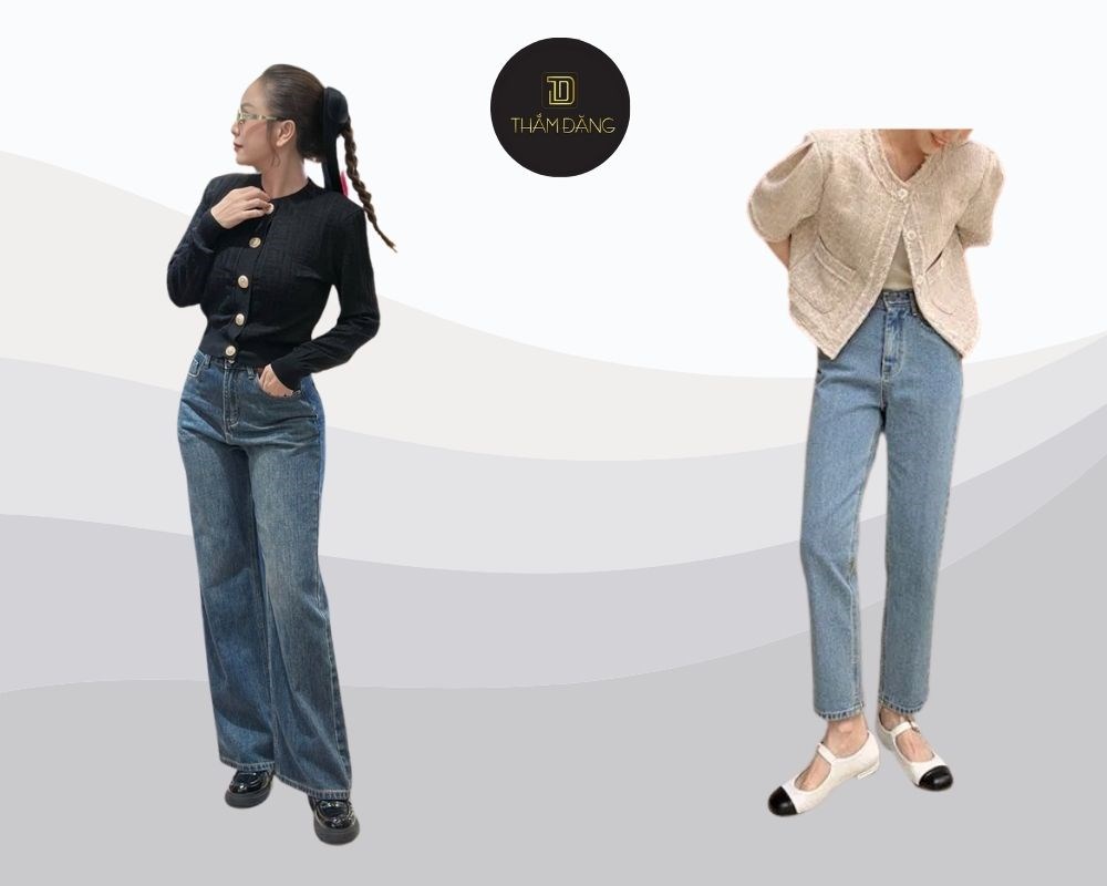 Giày búp bê mang lại sự dịu dàng, nữ tính khi kết hợp cùng quần jean ống đứng, tạo  phong cách nhẹ nhàng