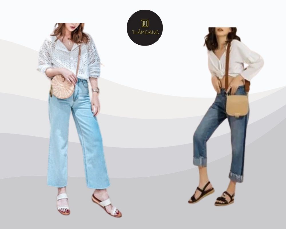 Sandal dáng bệt là lựa chọn hoàn hảo để phối với quần jean ống rộng trong những ngày hè nóng bức