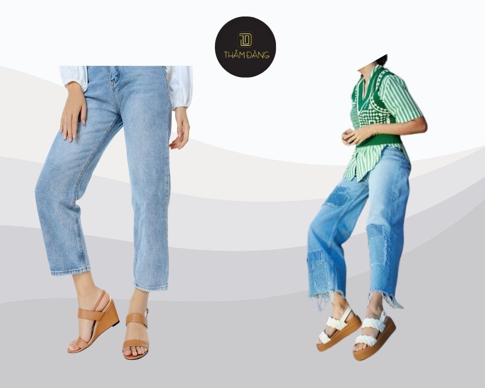 Giày đế thấp mang đến vẻ ngoài thanh lịch, trẻ trung và thoải mái khi kết hợp cùng quần jean ống rộng