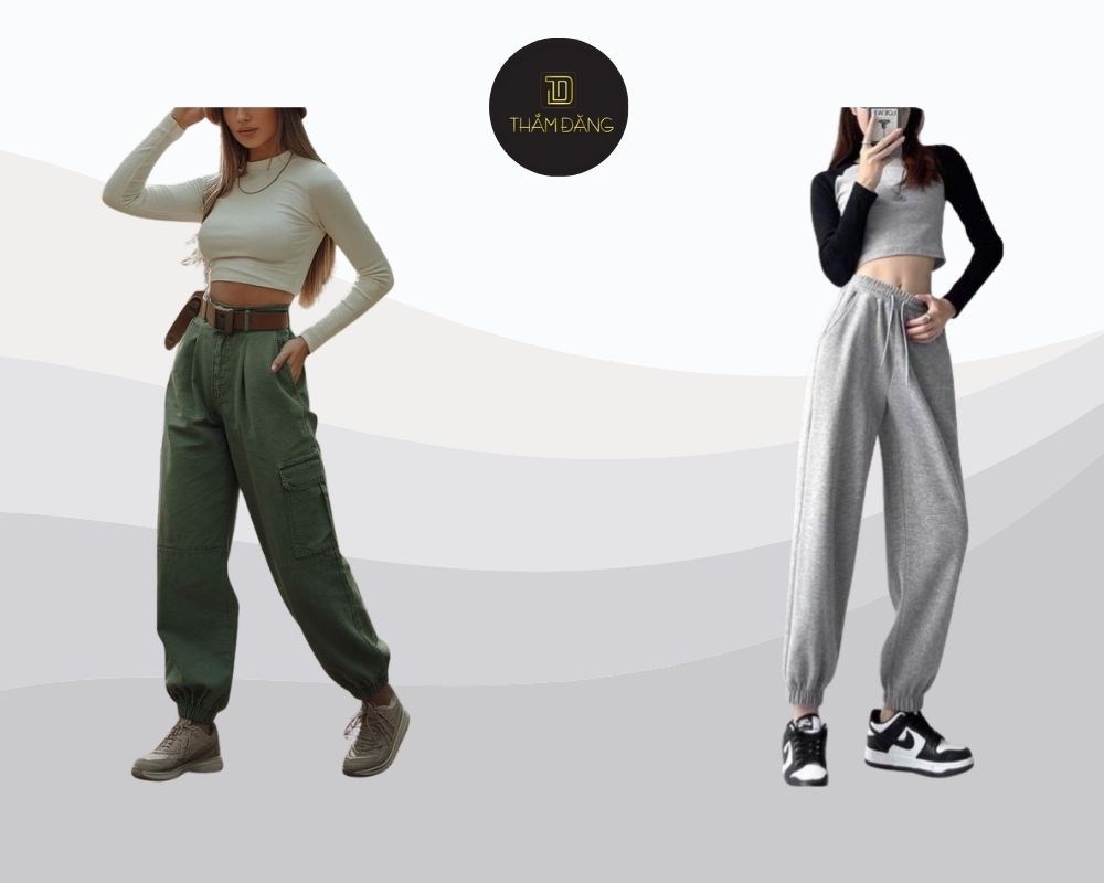 quần jogger nữ phối với áo gì chất lừ