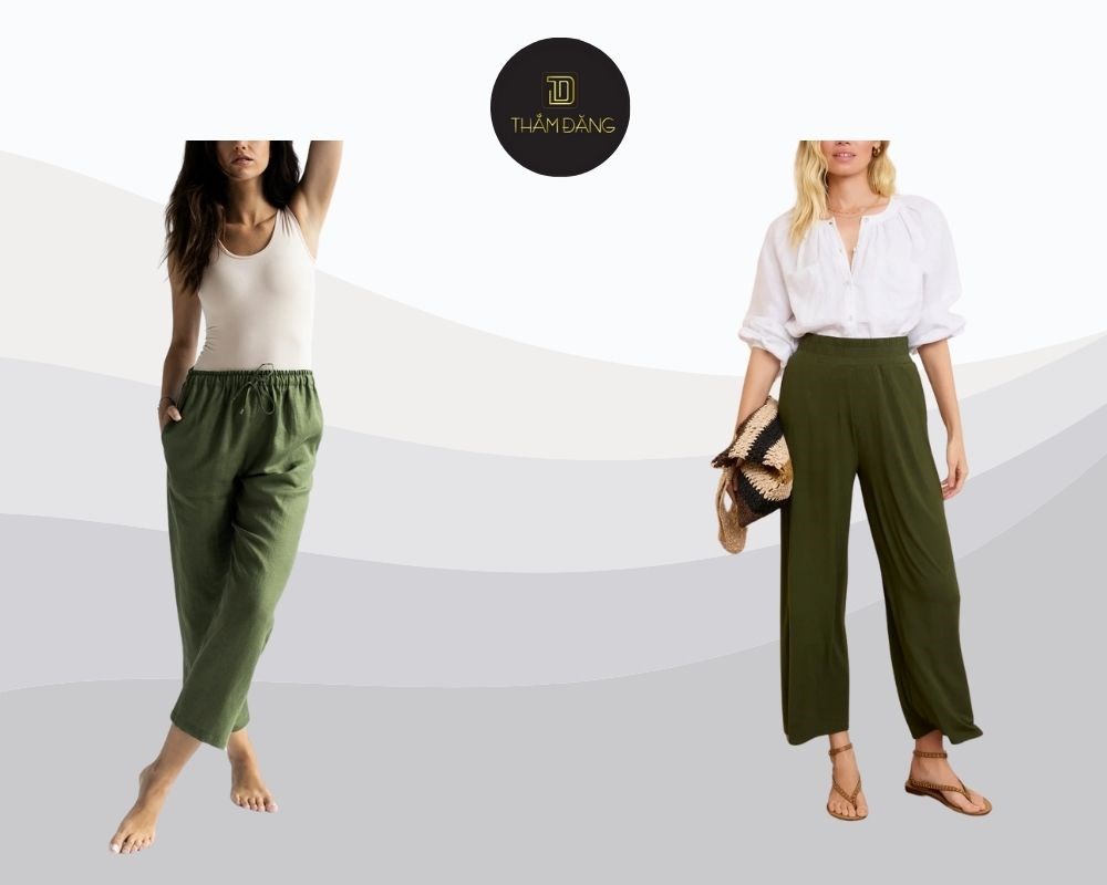 outfit quần xanh rêu mặc với áo màu gì