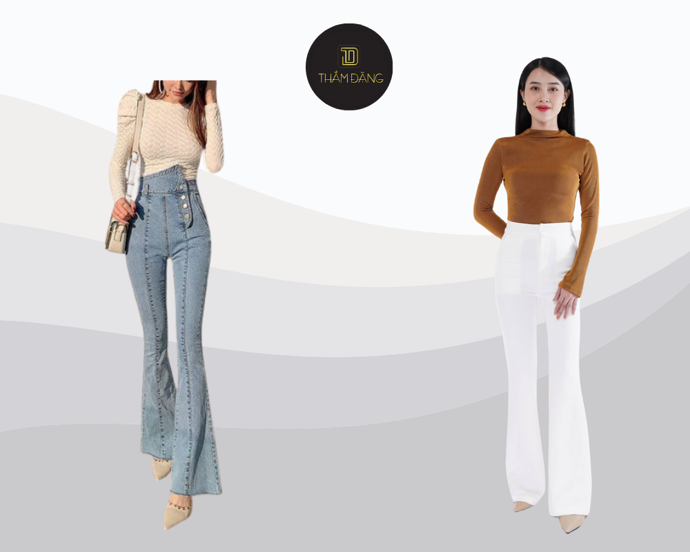 Chọn quần sáng màu hoặc sọc dọc để đôi chân trông dài và thon gọn hơn.