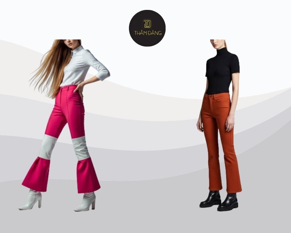 Quần ống loe phối boots cổ cao tạo phong cách nổi bật, cá tính mạnh, hợp với mùa lạnh và các sự kiện thời trang