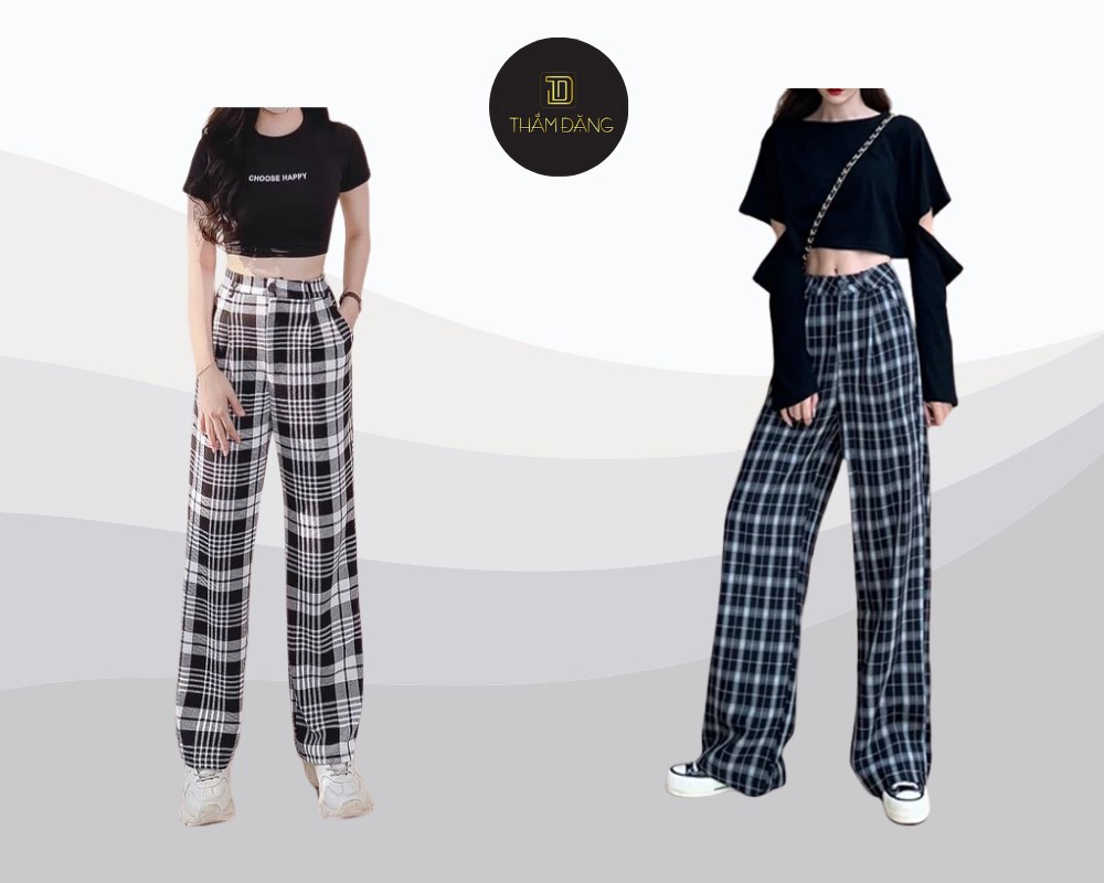 Croptop là một lựa chọn tuyệt vời khi phối cùng quần ống rộng sọc trắng đen