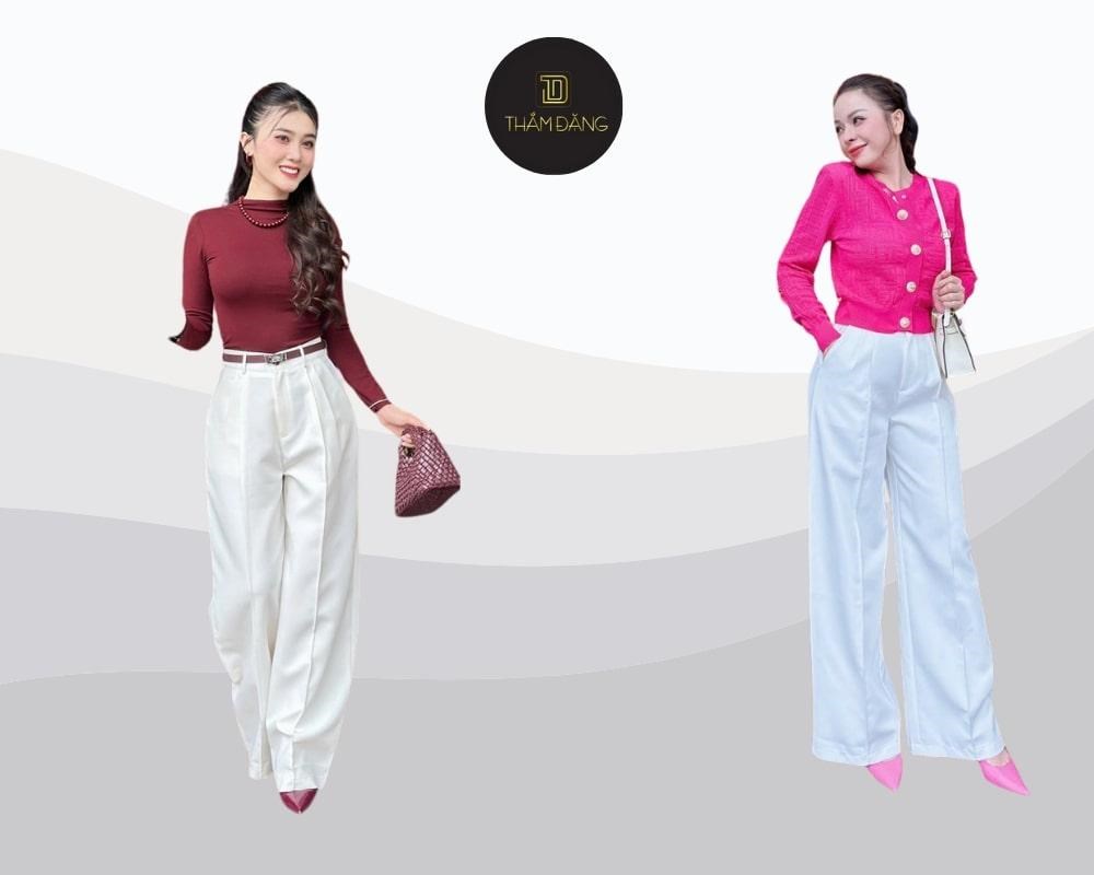 Quần dài ống rộng lụa là sự kết hợp giữa nét sang trọng của chất liệu lụa và thiết kế hiện đại